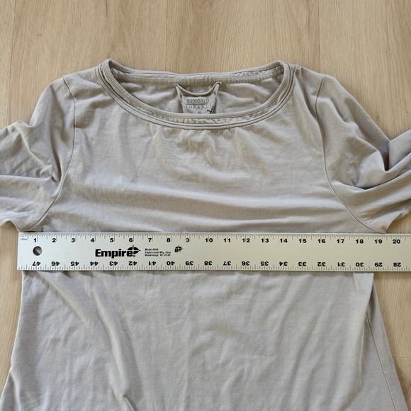 Beyond Threads Tan‎ Pima Cotton Blend Long Sleeve Tunic Top Womens XL Minimalist - Picture 7 of 9